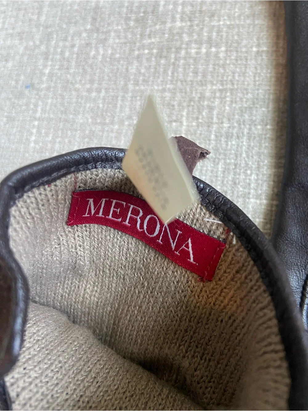 Merona Genuine Leather Gloves Brown Three-Button Knit Lined Driving Gloves